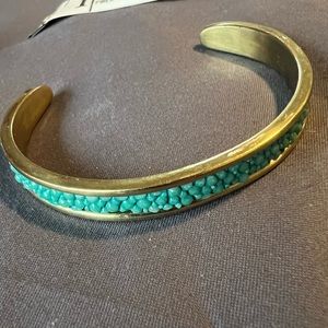 Brass Taylor and Tessier turquoise stingray cuff